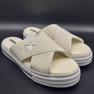 NEW Womens Converse One Star Platform White Sandal Slip On Shoes 564144C